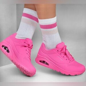 Women's Skechers Million Air - Elevated Air Fashionable, Fuchsia, Medium Size 9